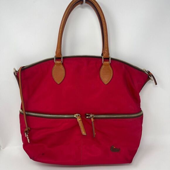 Dooney & Bourke Women’s Red Double Handle Zipper Satchel Bag - Picture 1 of 8